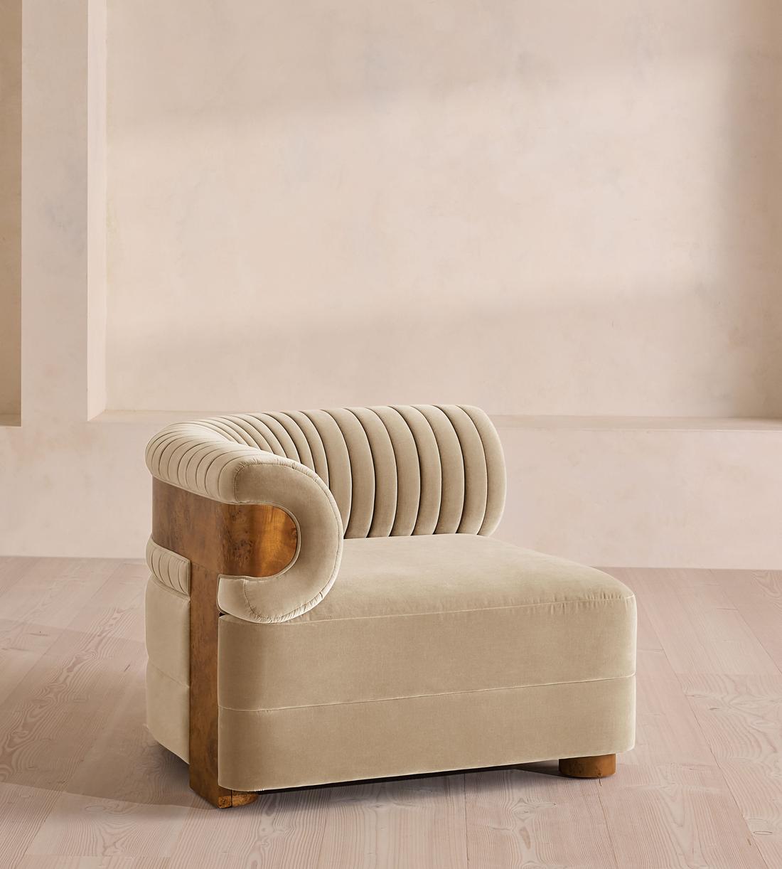 Caleb Modular Sofa - Corner Module - Velvet - Oyster - Dark Burl - UK - Image 2