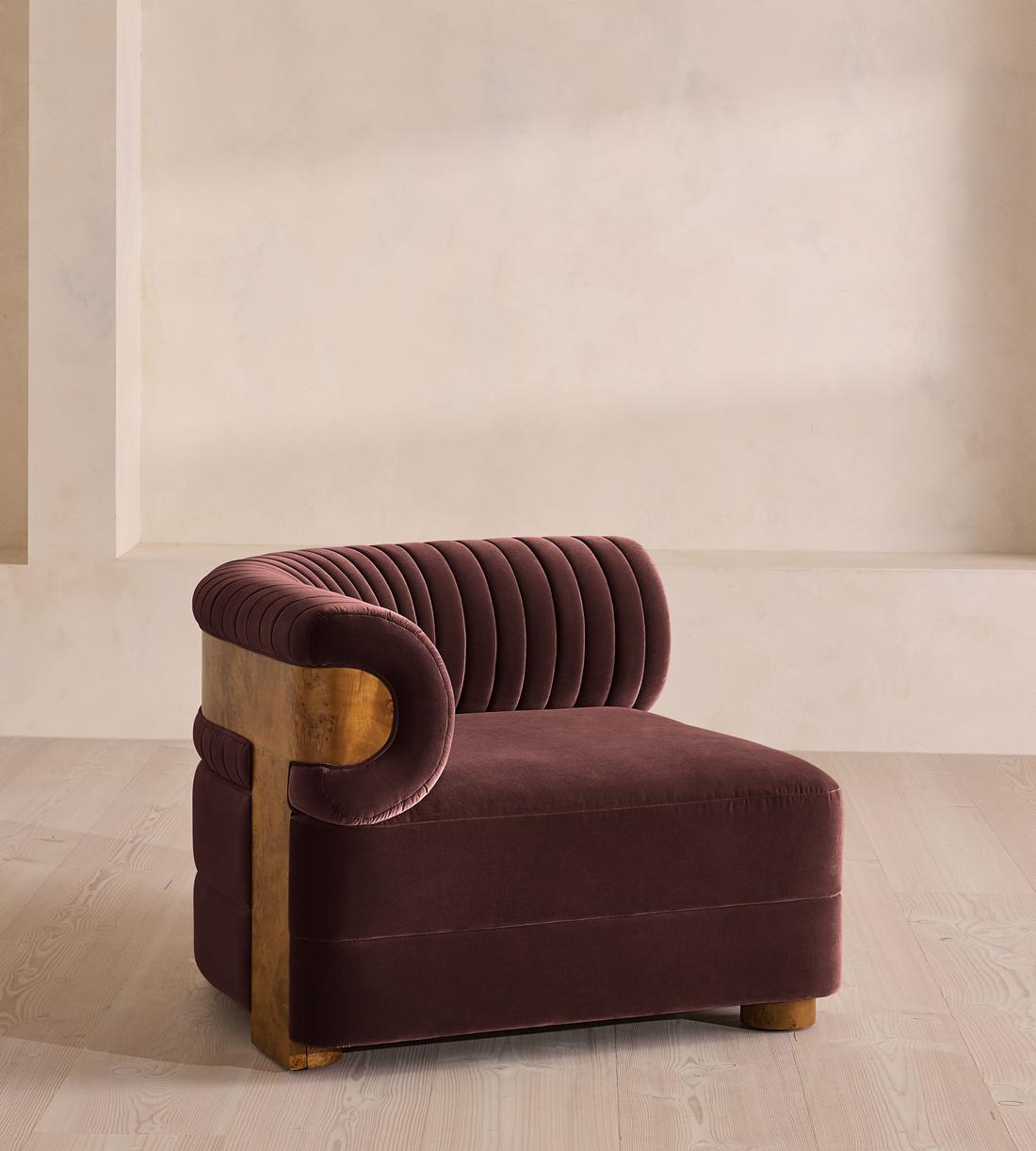 Caleb Sectional Sofa - Corner Module - Velvet - Aubergine - Dark Burl - US - Image 2