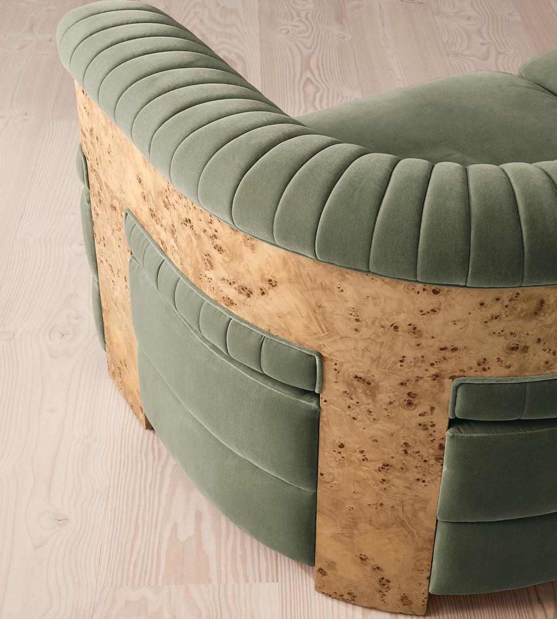 Caleb Modular Sofa - Corner Sofa - Velvet - Seafoam - Blonde Burl - UK - Images - Image 5