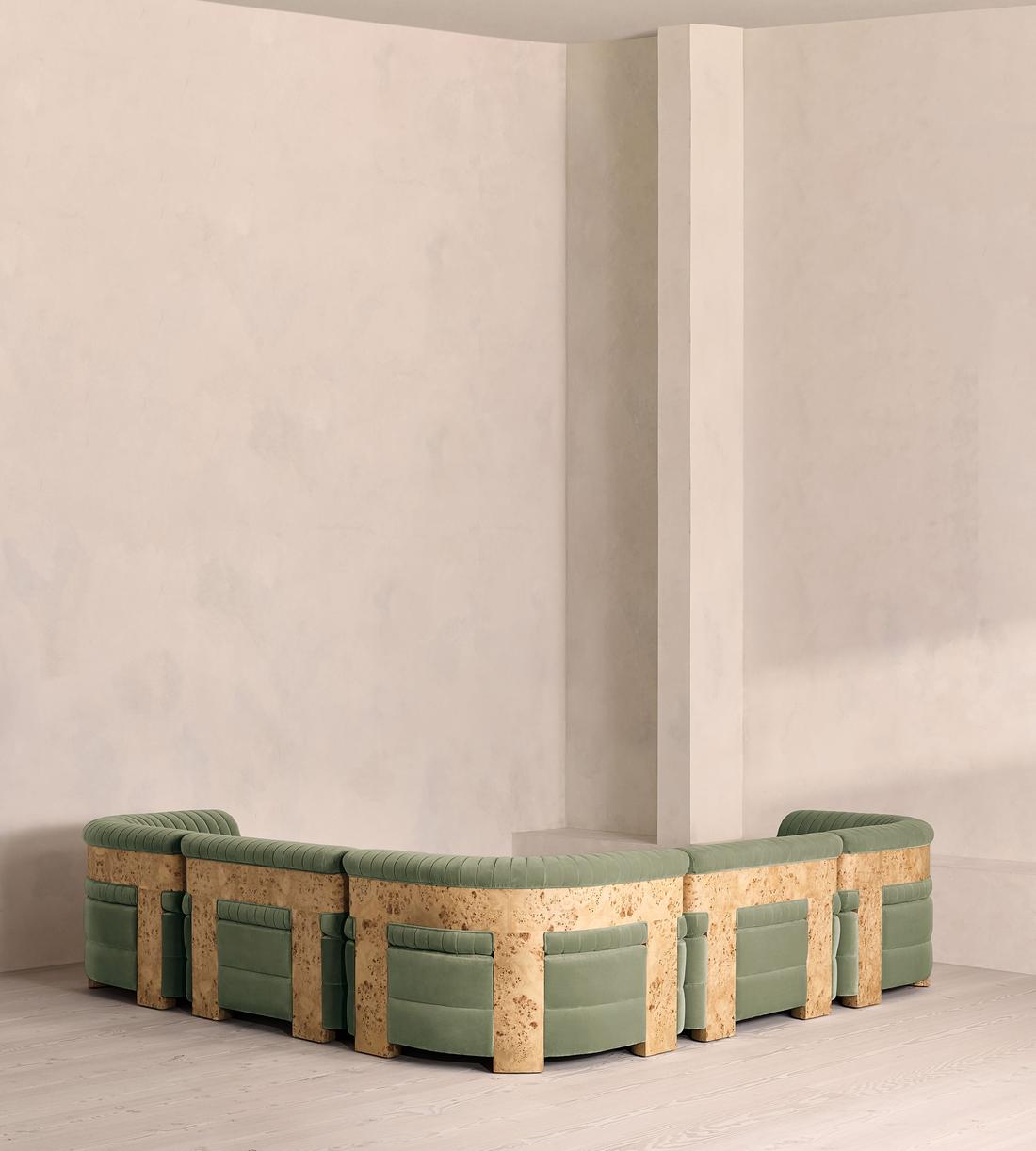 Caleb Sectional Sofa - Corner Sofa - Velvet - Seafoam - Blonde Burl - US - Images - Image 3
