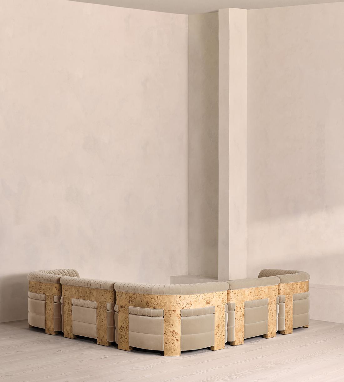 Caleb Modular Sofa - Corner Sofa - Velvet - Oyster - Blonde Burl - UK - Images - Image 3