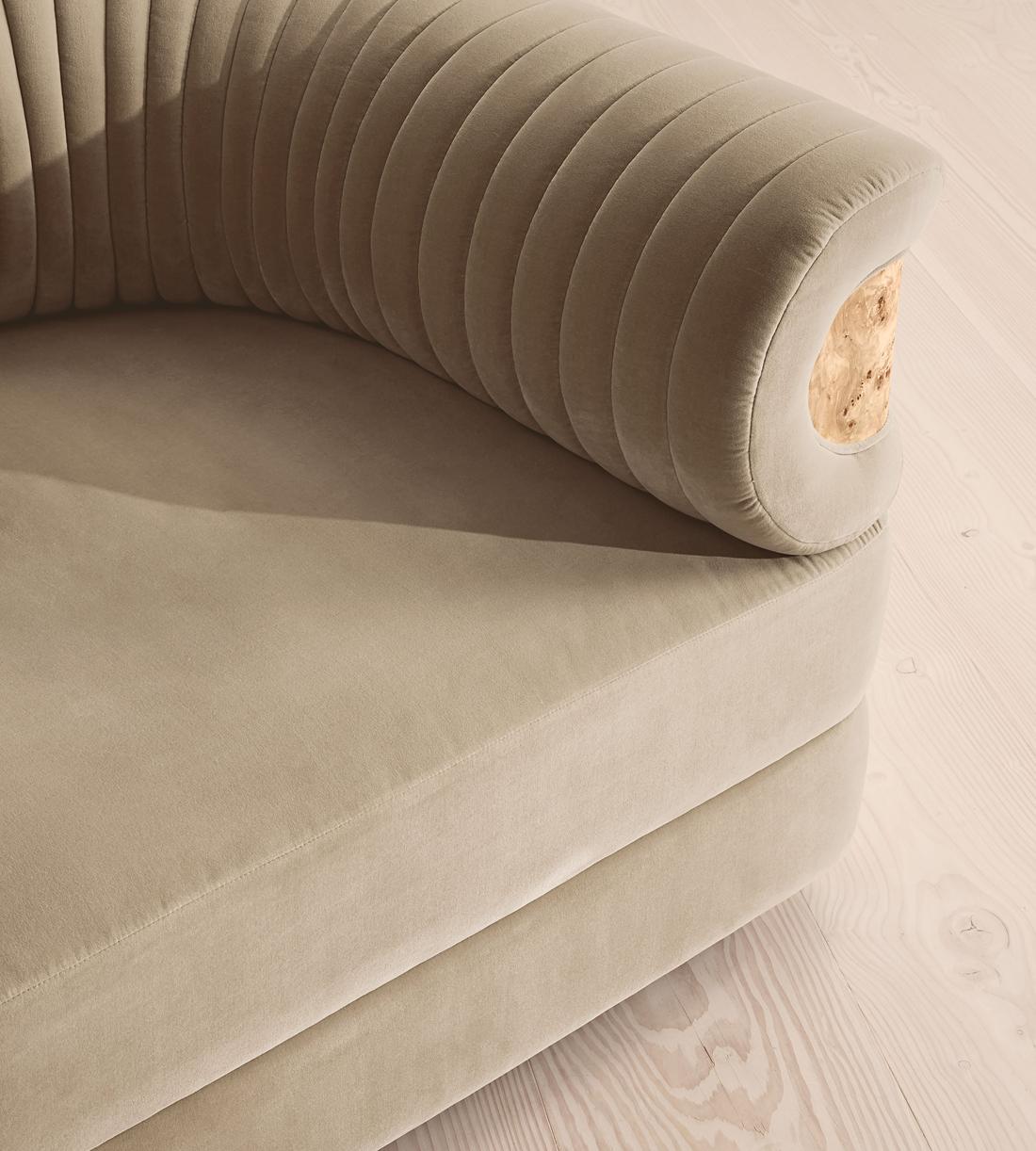 Caleb Sectional Sofa - Corner Sofa - Velvet - Oyster - Blonde Burl - US - Images - Image 4