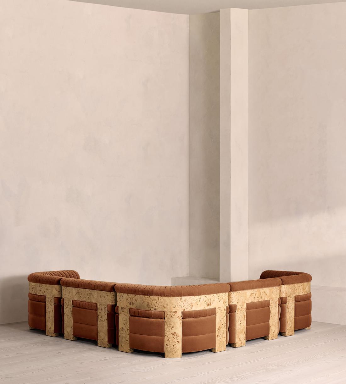 Caleb Modular Sofa - Corner Sofa - Velvet - Cinnamon - Blonde Burl - UK - Images - Image 3