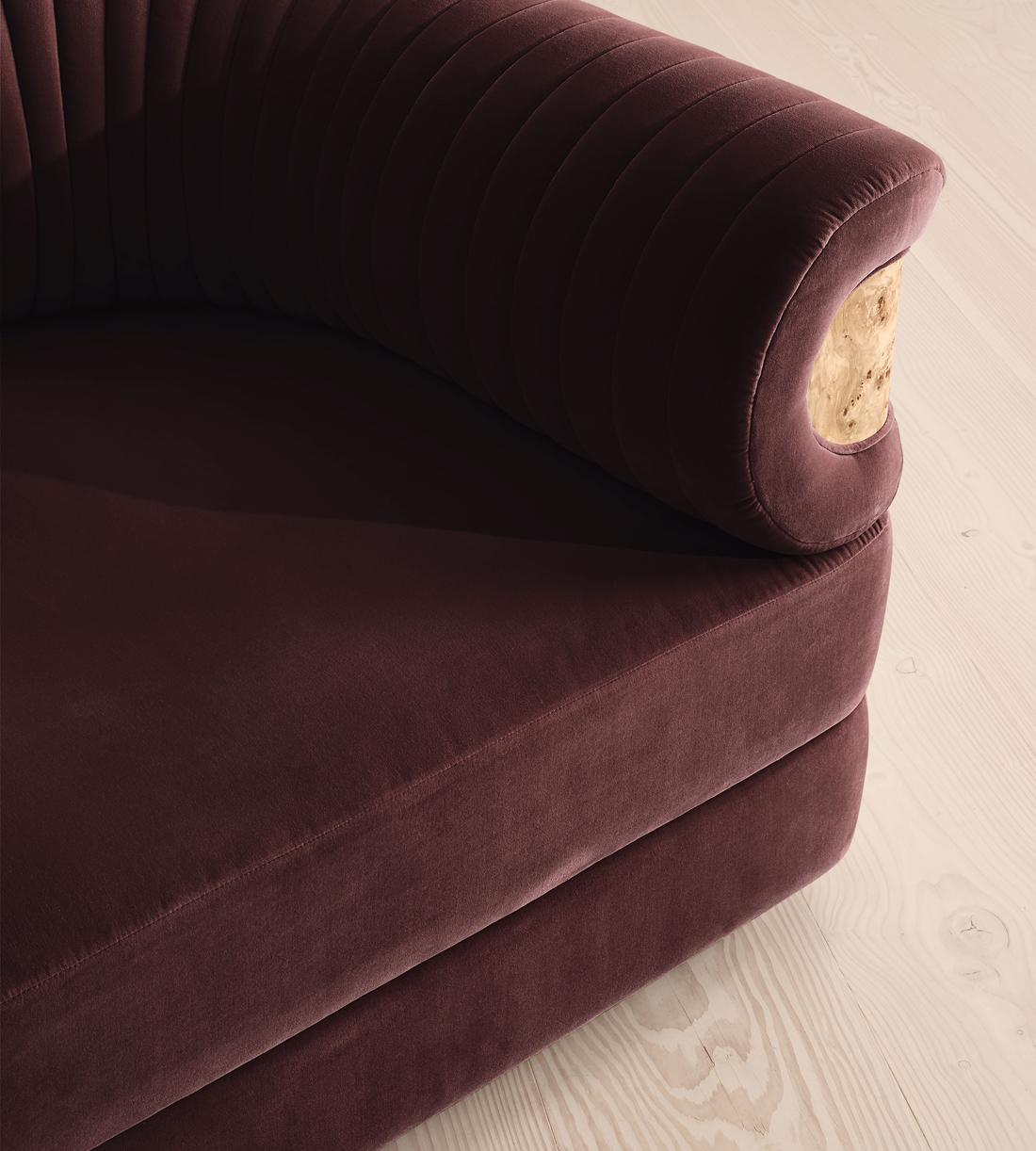 Caleb Sectional Sofa - Corner Sofa - Velvet - Aubergine - Blonde Burl - US - Images - Image 4