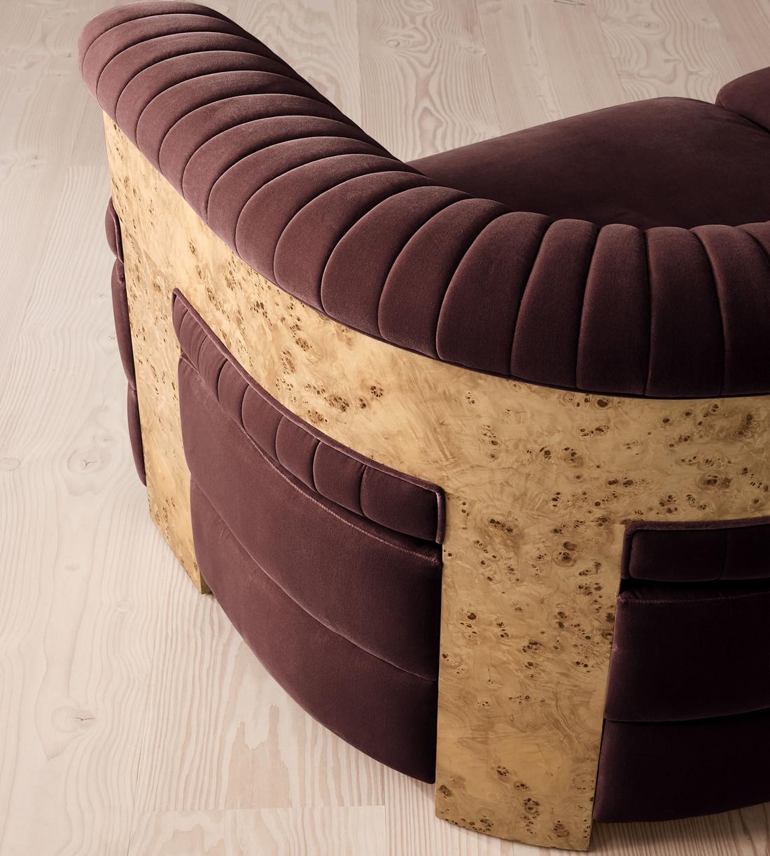 Caleb Sectional Sofa - Corner Sofa - Velvet - Aubergine - Blonde Burl - US - Images - Image 5