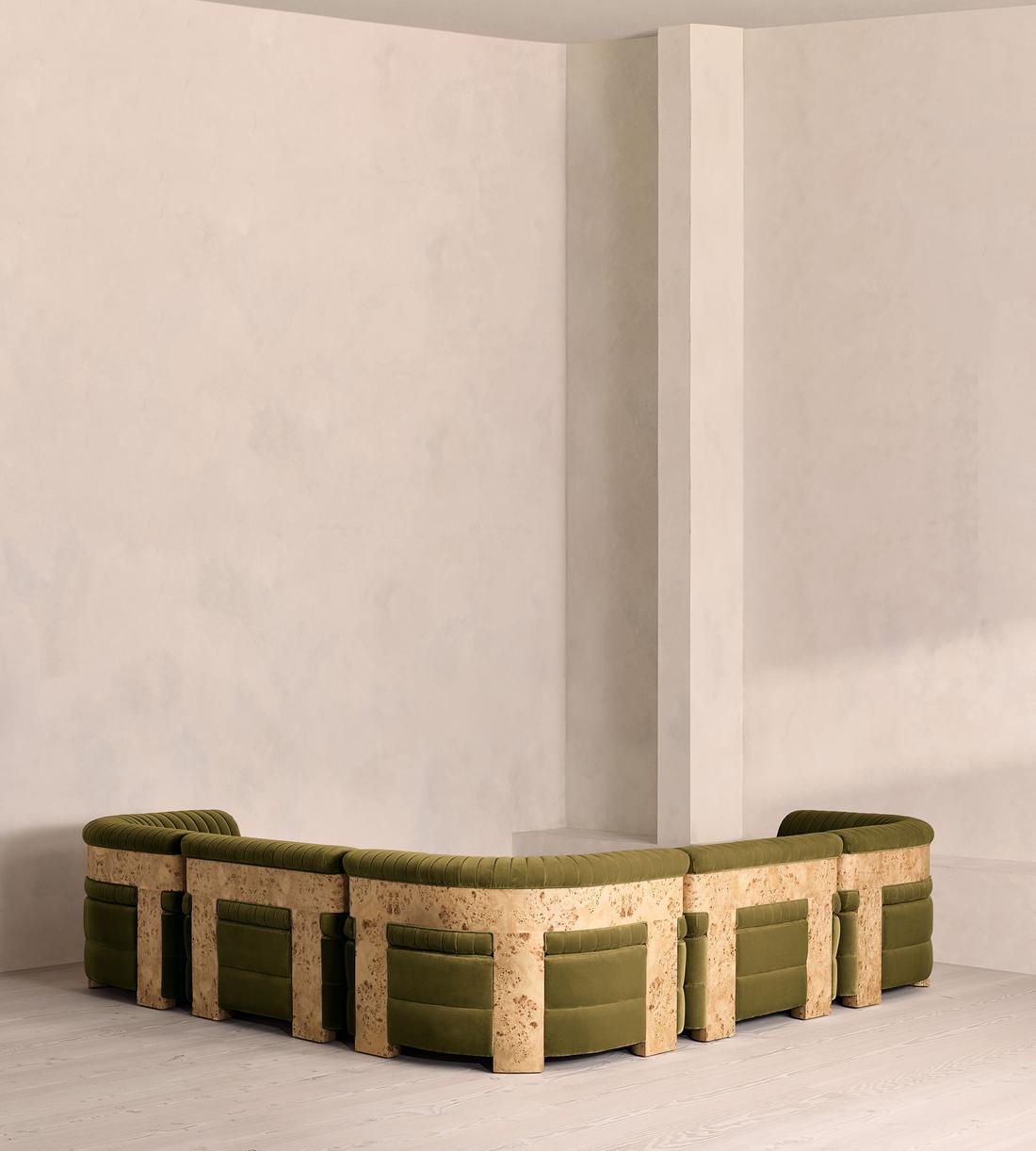 Caleb Modular Corner Sofa - Velvet - Olive - Blonde Burl - UK - Images - Image 3