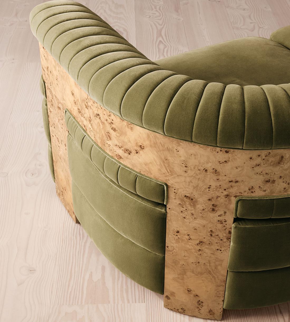 Caleb Modular Corner Sofa - Velvet - Lichen - Blonde Burl - UK - Images - Image 6