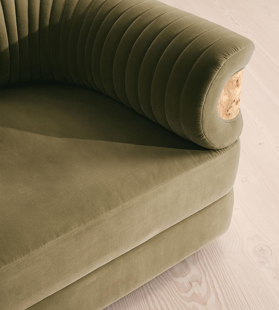 Caleb Sectional Sofa - Corner Sofa - Velvet - Lichen - Blonde Burl - US - Images - Image 5