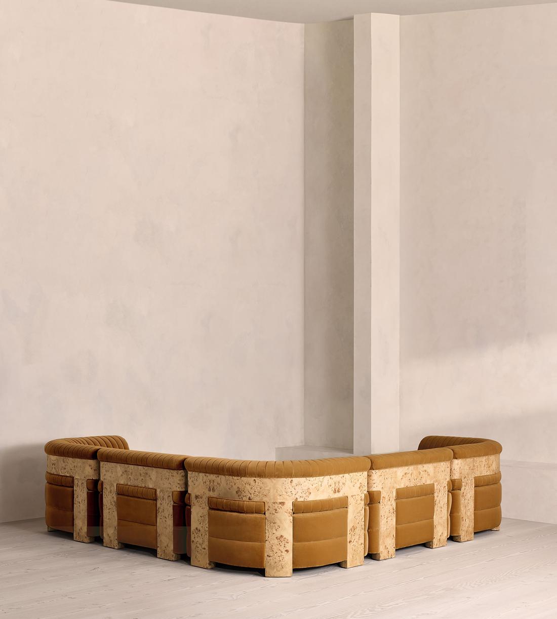 Caleb Modular Corner Sofa - Velvet - Mustard - Blonde Burl - UK - Images - Image 3