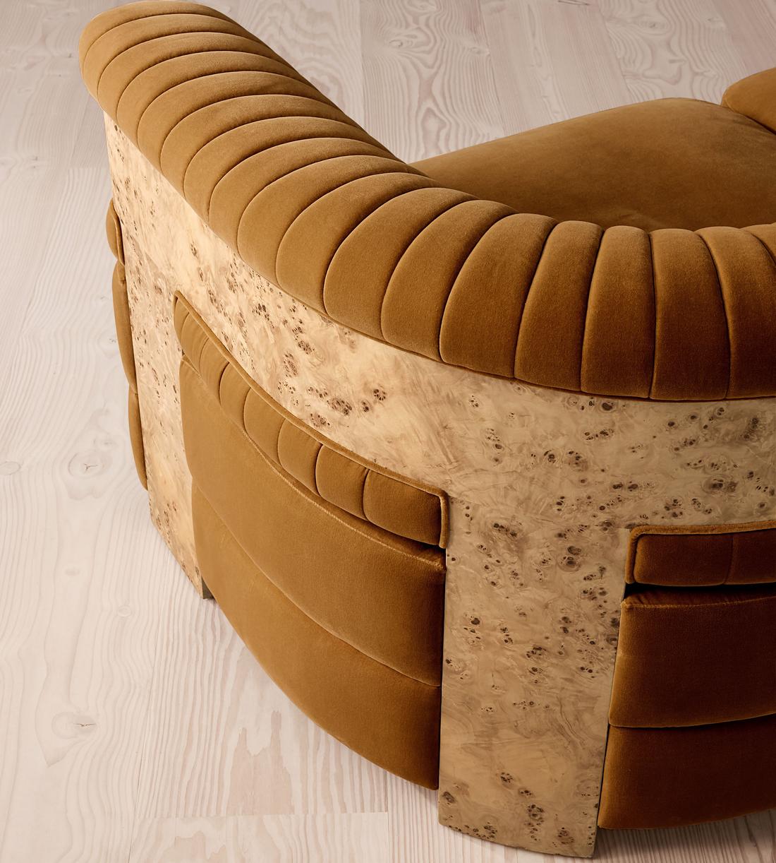 Caleb Sectional Sofa - Corner Sofa - Velvet - Mustard - Blonde Burl - US - Images - Image 5