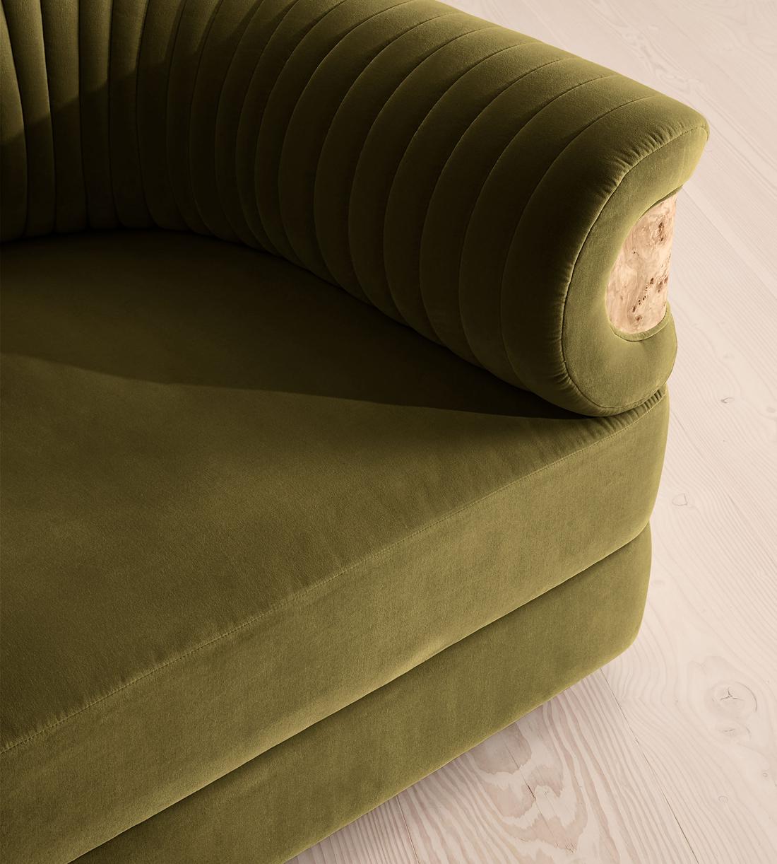 Caleb Modular L-Shape Sofa - Velvet - Olive - Blonde Burl - UK - Images - Image 4