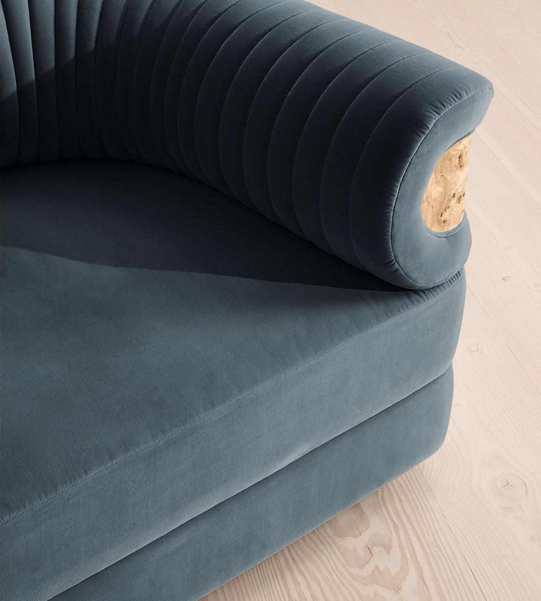 Caleb Modular L-Shape Sofa - Velvet - Grey Blue - Blonde Burl - UK - Images - Image 4