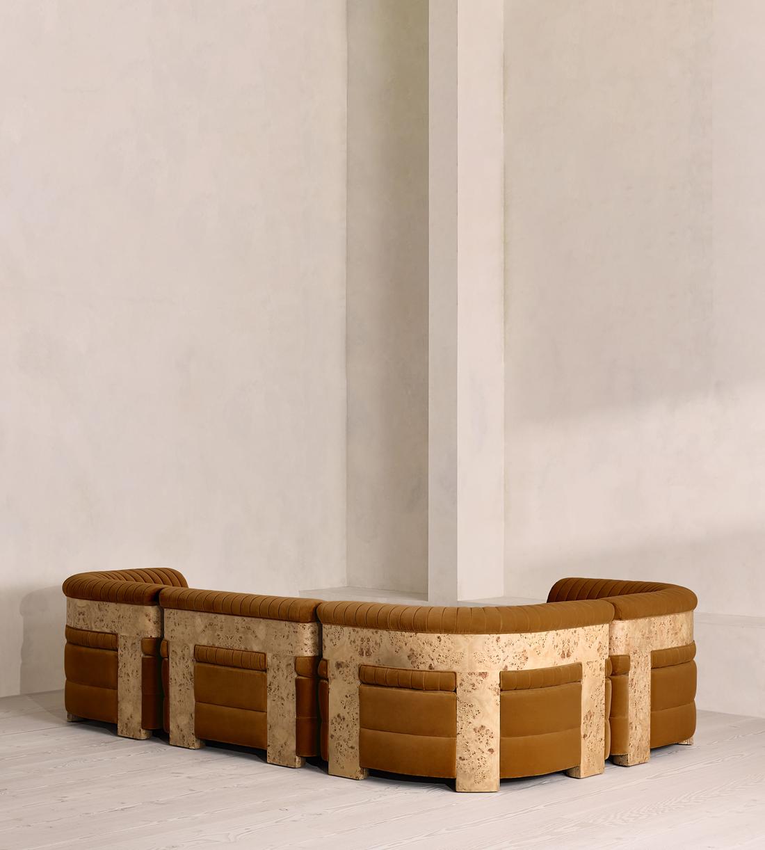 Caleb Modular L-Shape Sofa - Velvet - Mustard - Blonde Burl - UK - Images - Image 3