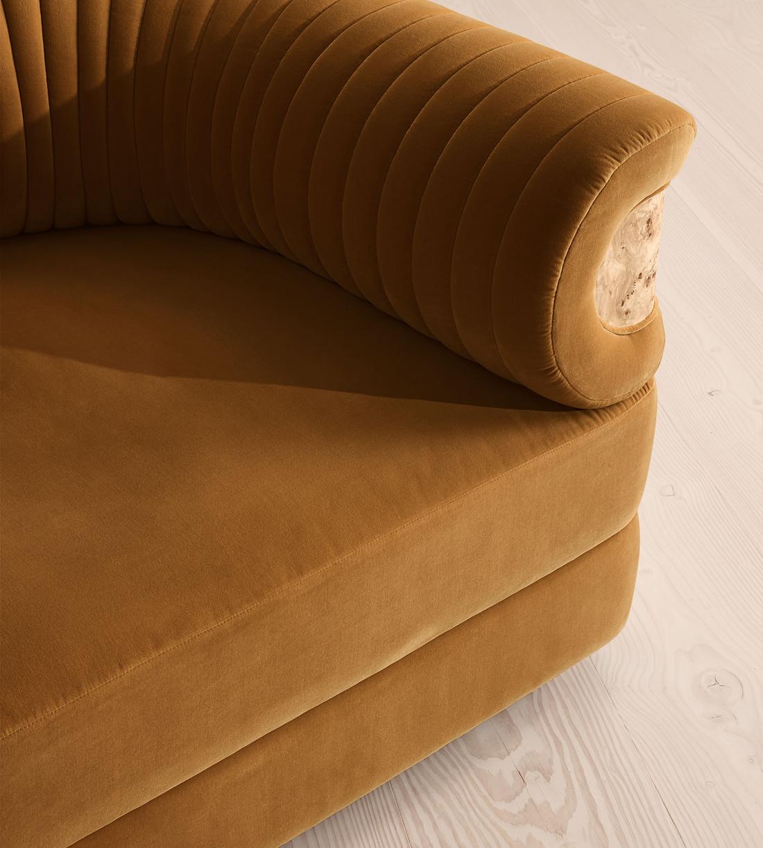 Caleb Sectional Sofa - L-Shape Sofa - Velvet - Mustard - Blonde Burl - US - Images - Image 4