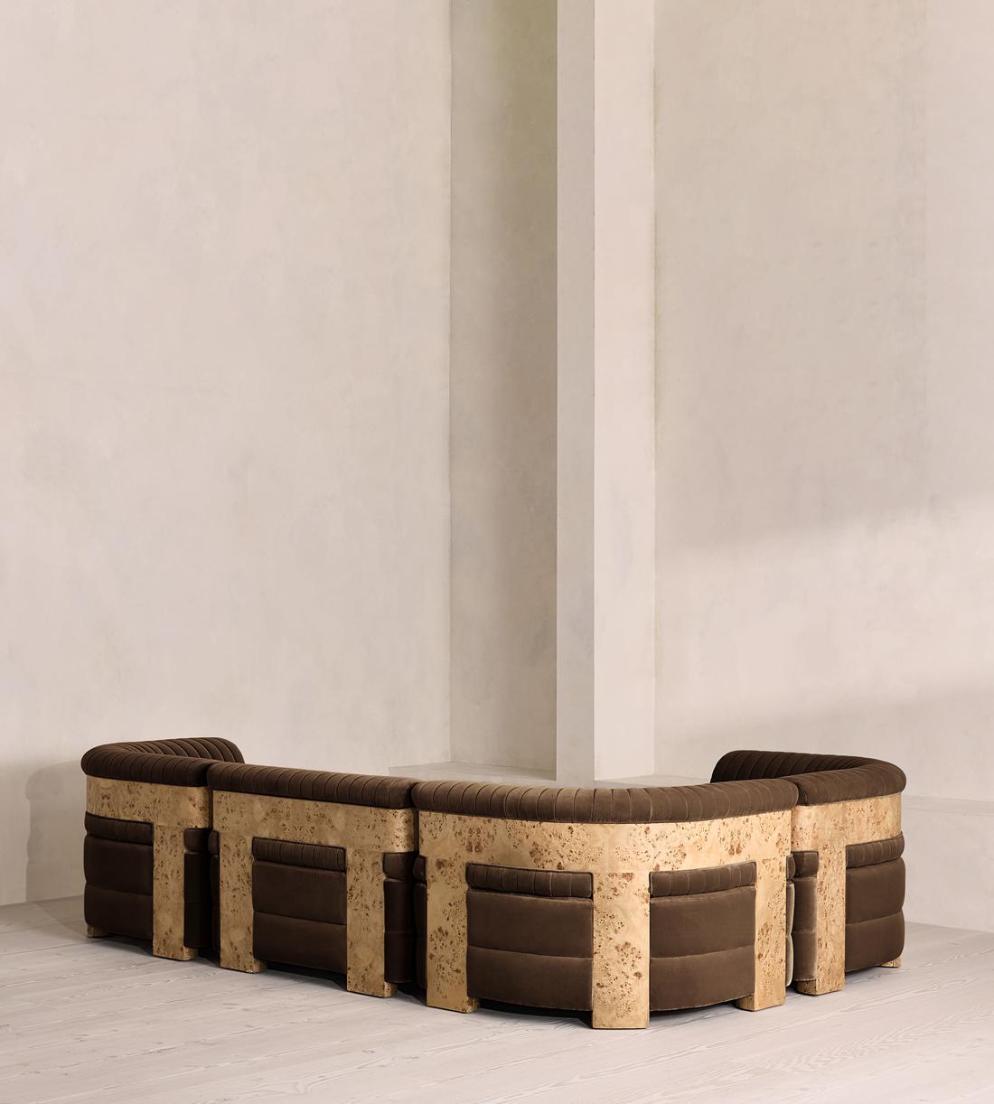 Caleb Modular L-Shape Sofa - Velvet - Chocolate - Blonde Burl - UK - Images - Image 3