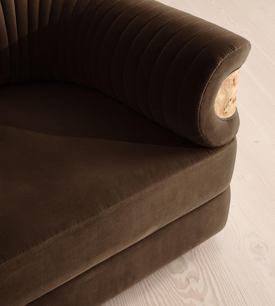 Caleb Modular L-Shape Sofa - Velvet - Chocolate - Blonde Burl - UK - Images - Image 4