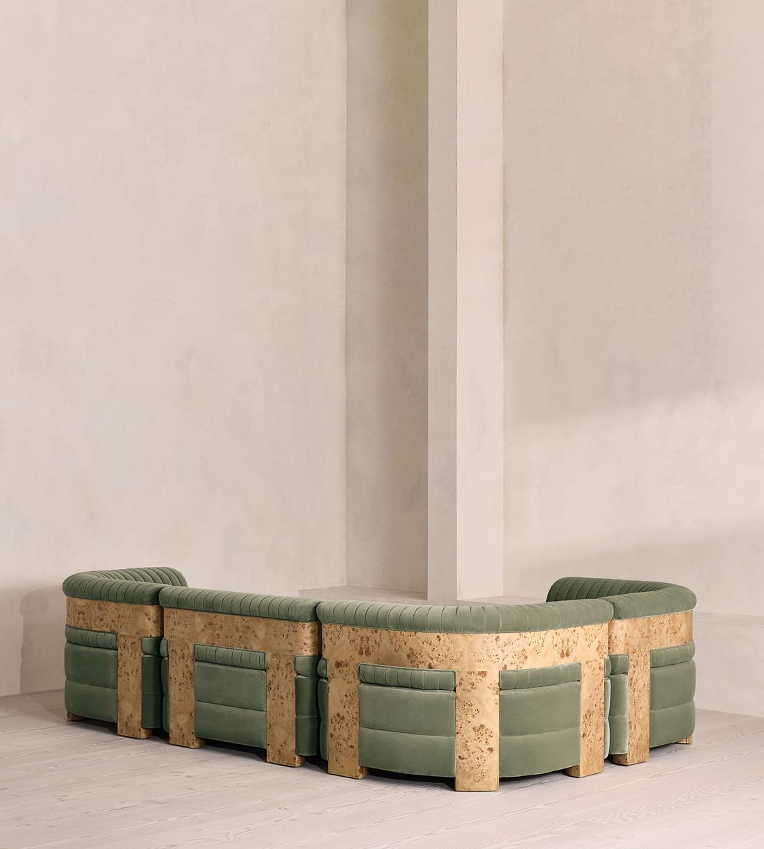 Caleb Modular Sofa - L-Shape Sofa - Velvet - Seafoam - Blonde Burl - UK - Images - Image 3