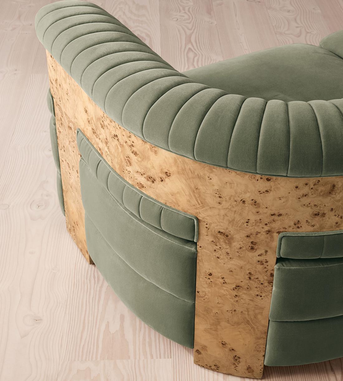 Caleb Modular Sofa - L-Shape Sofa - Velvet - Seafoam - Blonde Burl - UK - Images - Image 5