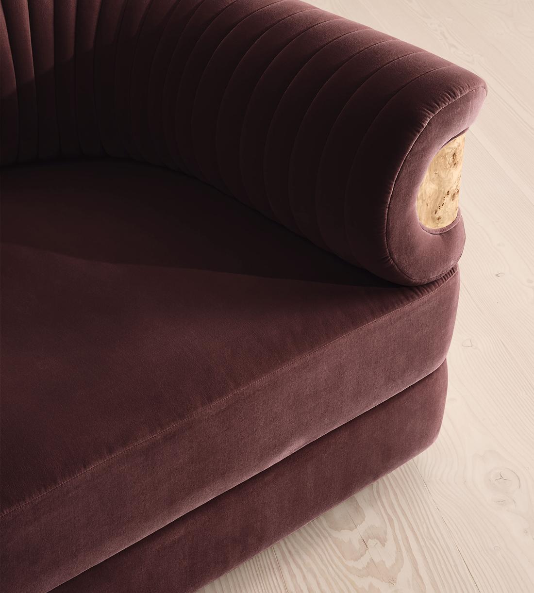 Caleb Modular Sofa - L-Shape Sofa - Velvet - Aubergine - Blonde Burl - UK - Images - Image 4