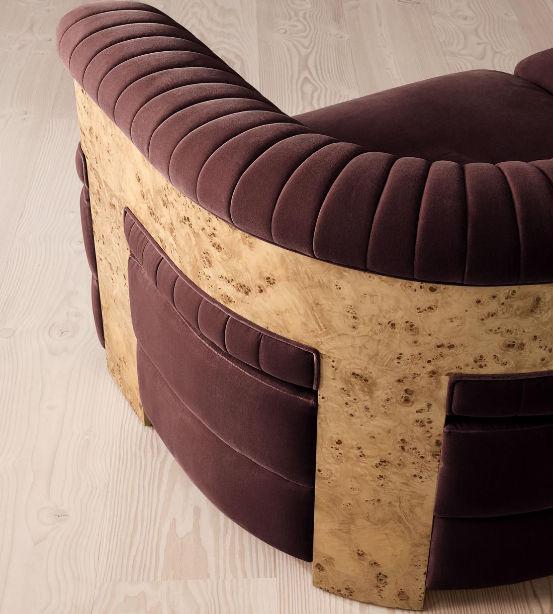 Caleb Modular Sofa - L-Shape Sofa - Velvet - Aubergine - Blonde Burl - UK - Images - Image 5