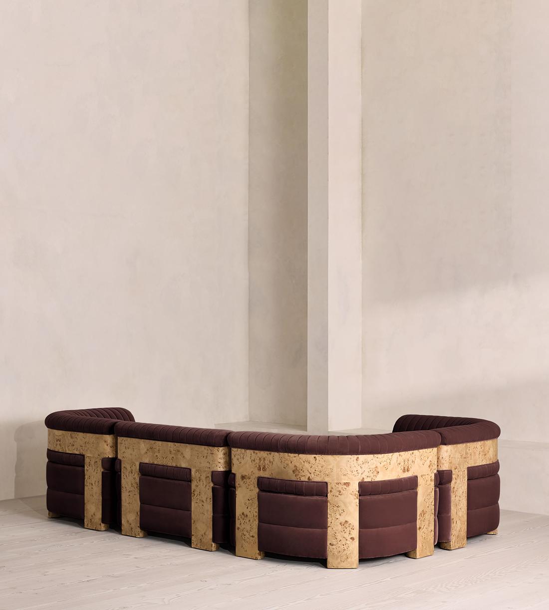 Caleb Sectional Sofa - L-Shape Sofa - Velvet - Aubergine - Blonde Burl - US - Images - Image 3