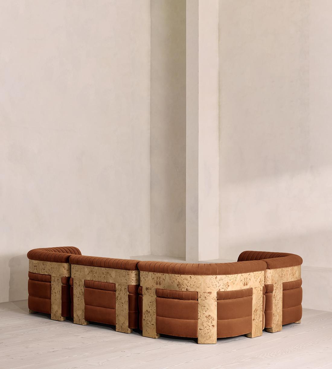 Caleb Modular Sofa - L-Shape Sofa - Velvet - Cinnamon - Blonde Burl - UK - Images - Image 3