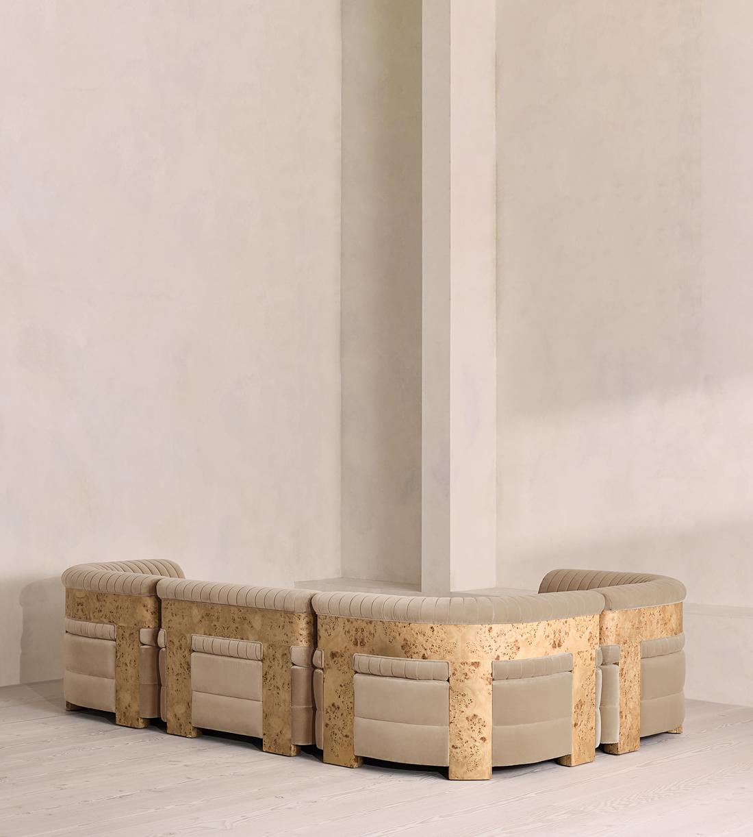 Caleb Modular Sofa - L-Shape Sofa - Velvet - Oyster - Blonde Burl - UK - Images - Image 3