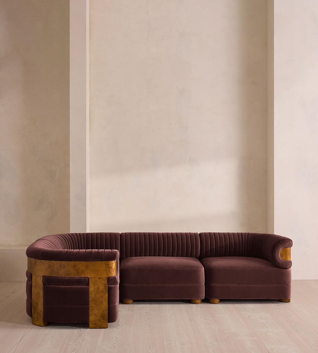 Caleb Modular Sofa - L-Shape Sofa - Velvet - Aubergine - Dark Burl - UK - Listing - Image 2