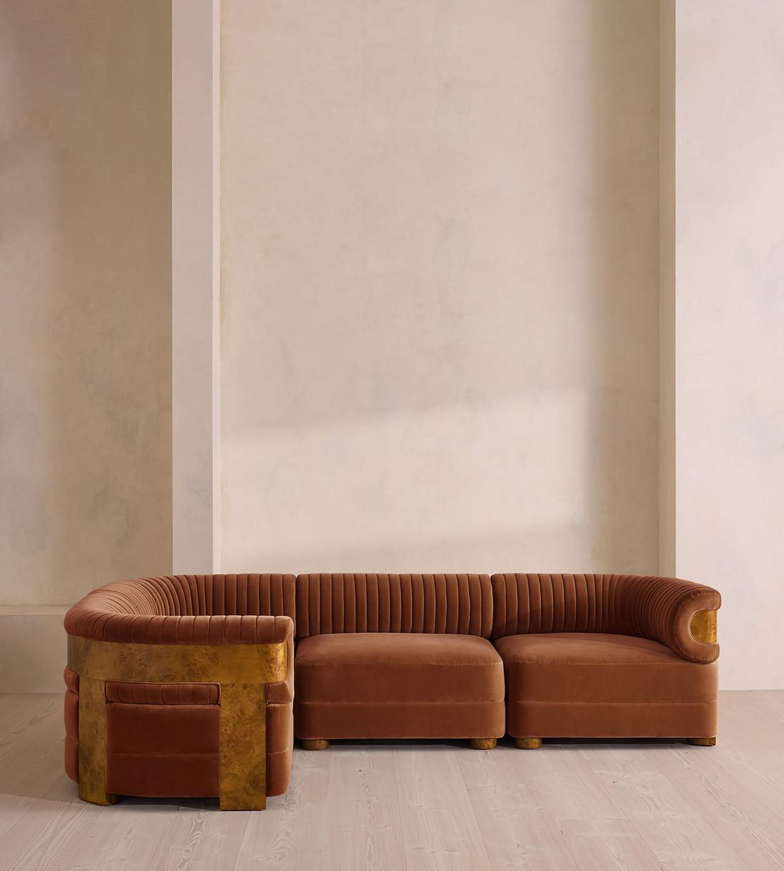 Caleb Modular Sofa - L-Shape Sofa - Velvet - Cinnamon - Dark Burl - UK - Listing - Image 2