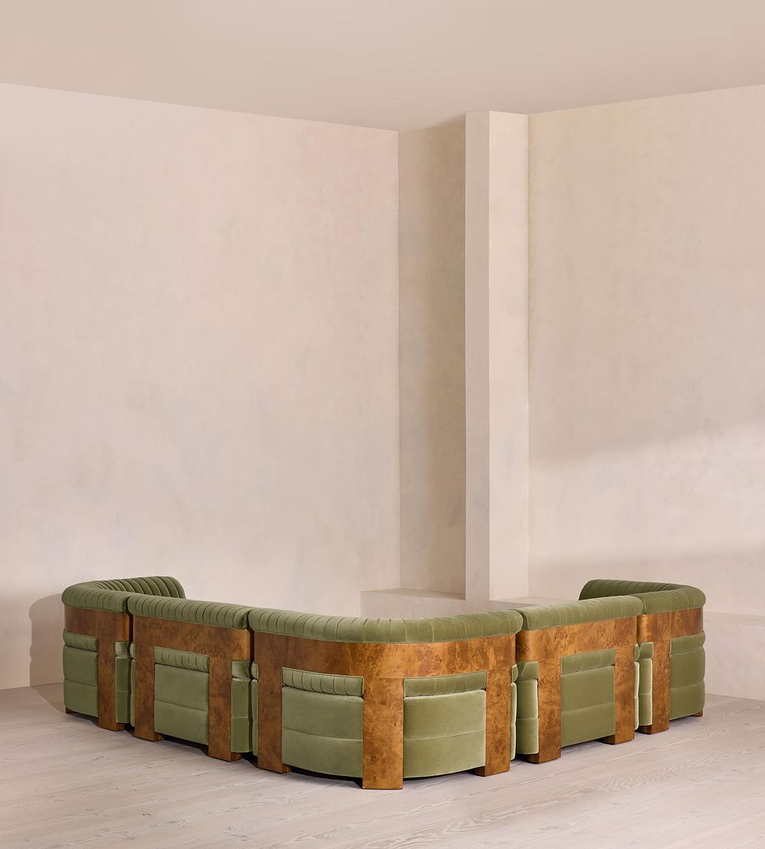 Caleb Modular Corner Sofa - Velvet - Lichen - Dark Burl - UK - Images - Image 3
