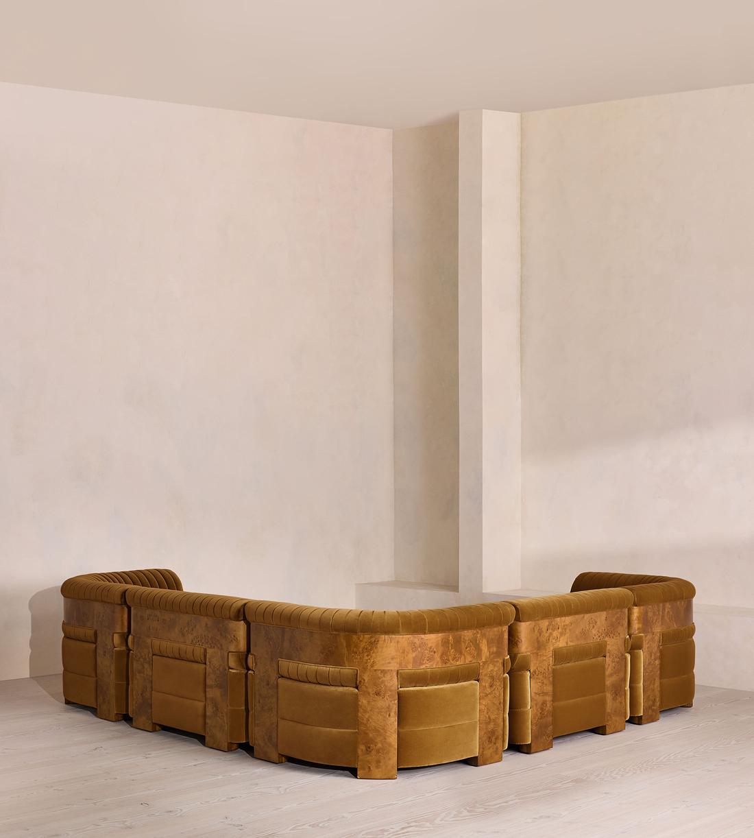 Caleb Modular Corner Sofa - Velvet - Mustard - Dark Burl - UK - Images - Image 3