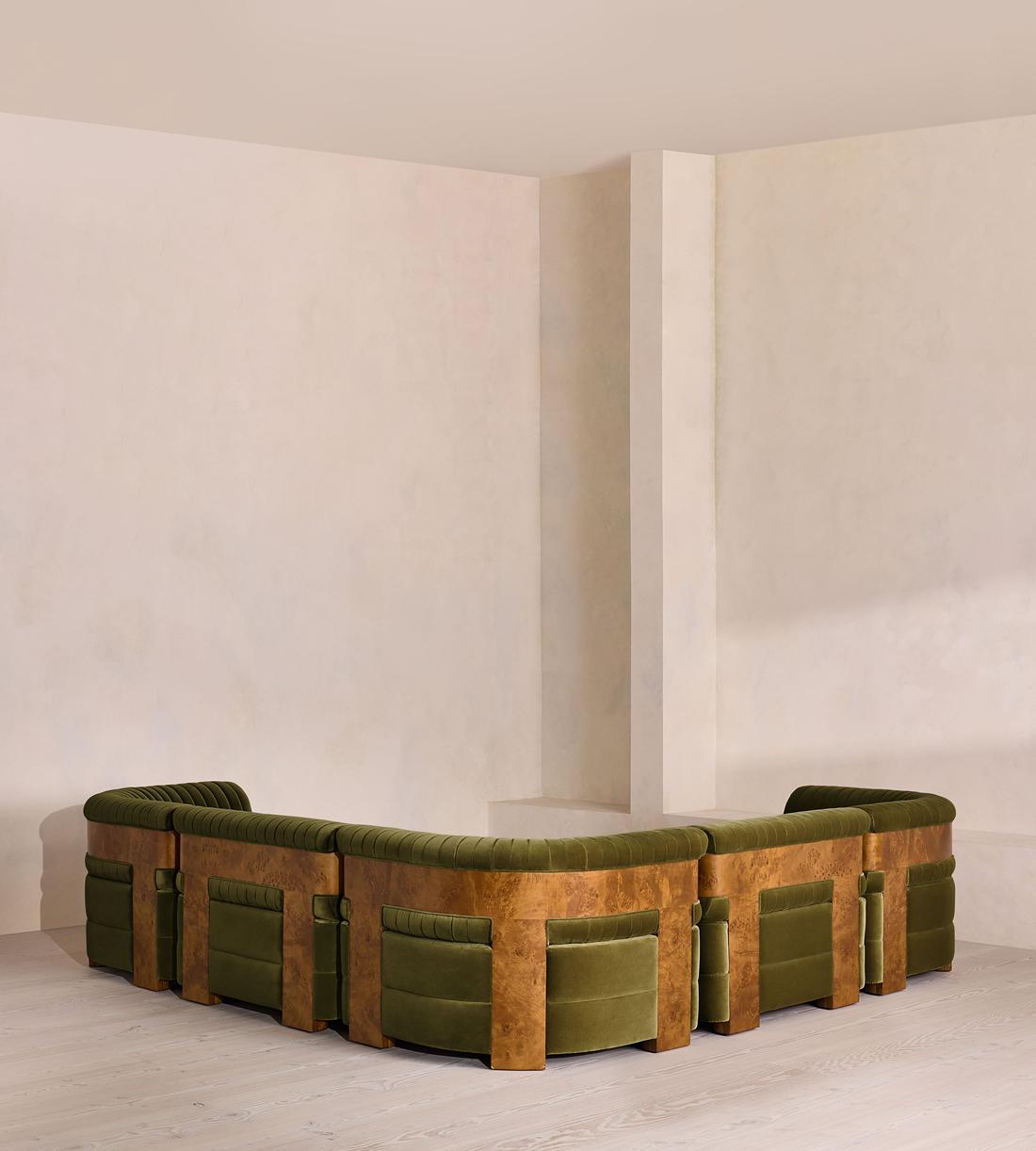 Caleb Modular Corner Sofa - Velvet - Olive - Dark Burl - UK - Images - Image 3