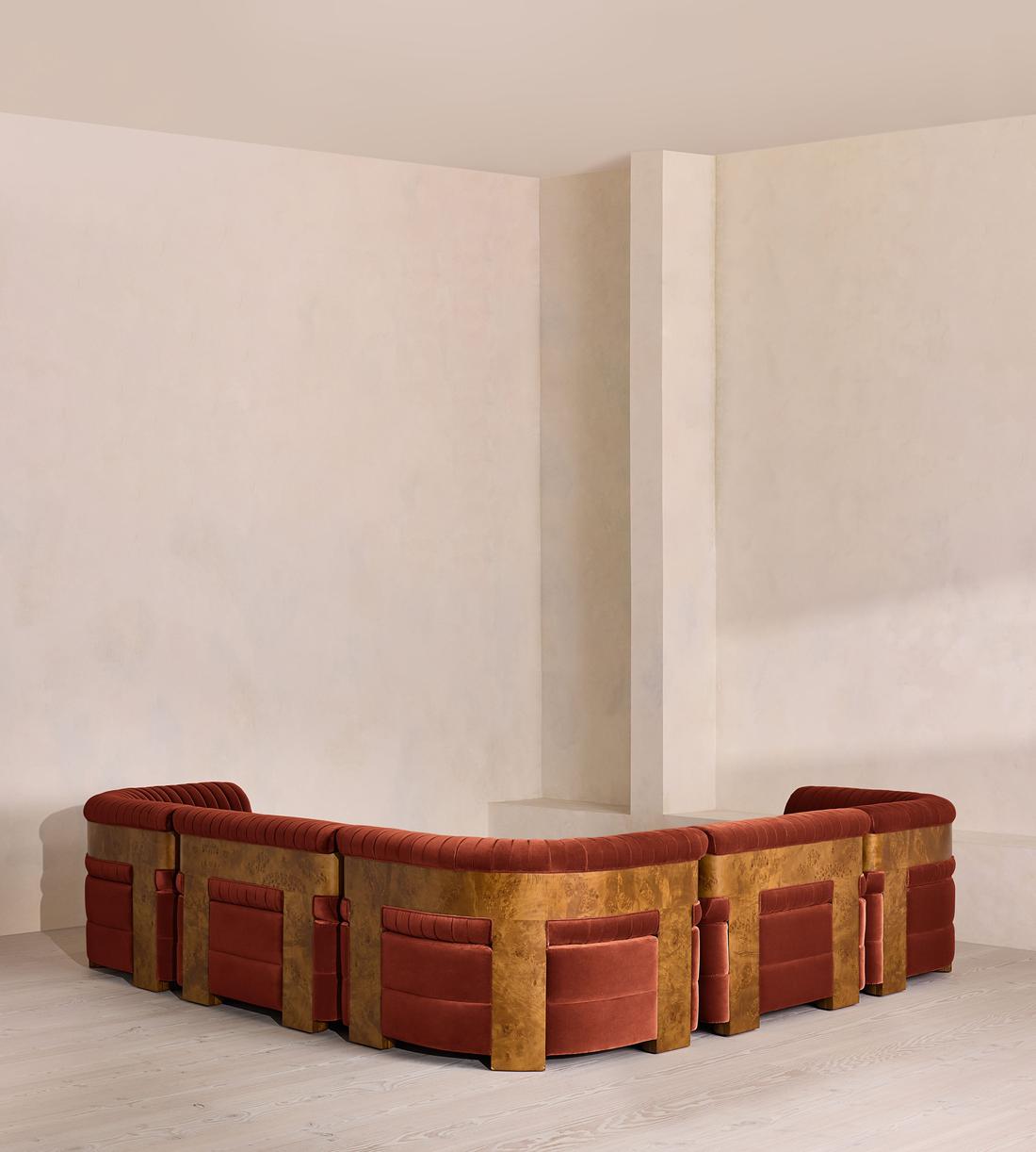 Caleb Modular Corner Sofa - Velvet - Rust - Dark Burl - UK - Images - Image 3