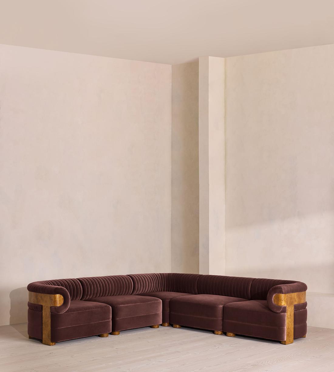 Caleb Modular Sofa - Corner Sofa - Velvet - Aubergine - Dark Burl - UK - Listing - Image 1