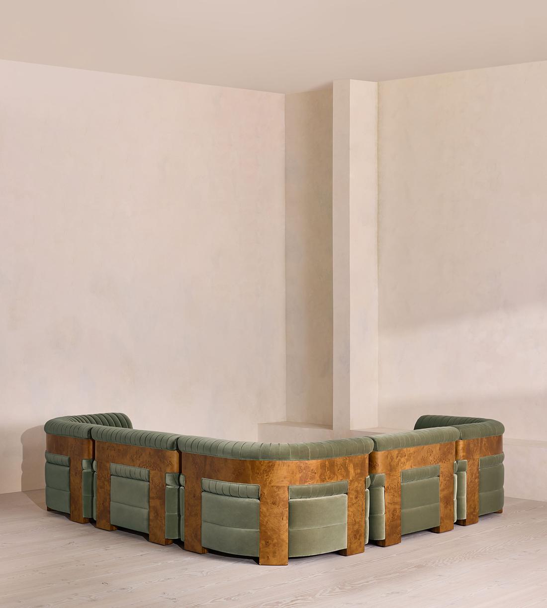 Caleb Modular Sofa - Corner Sofa - Velvet - Seafoam - Dark Burl - UK - Images - Image 3