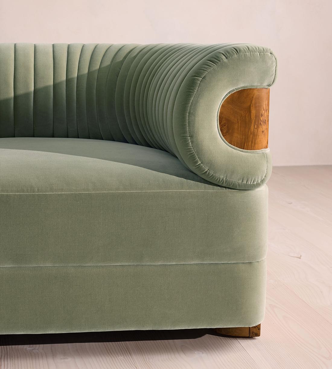 Caleb Sectional Sofa - Corner Sofa - Velvet - Seafoam - Dark Burl - US - Images - Image 6