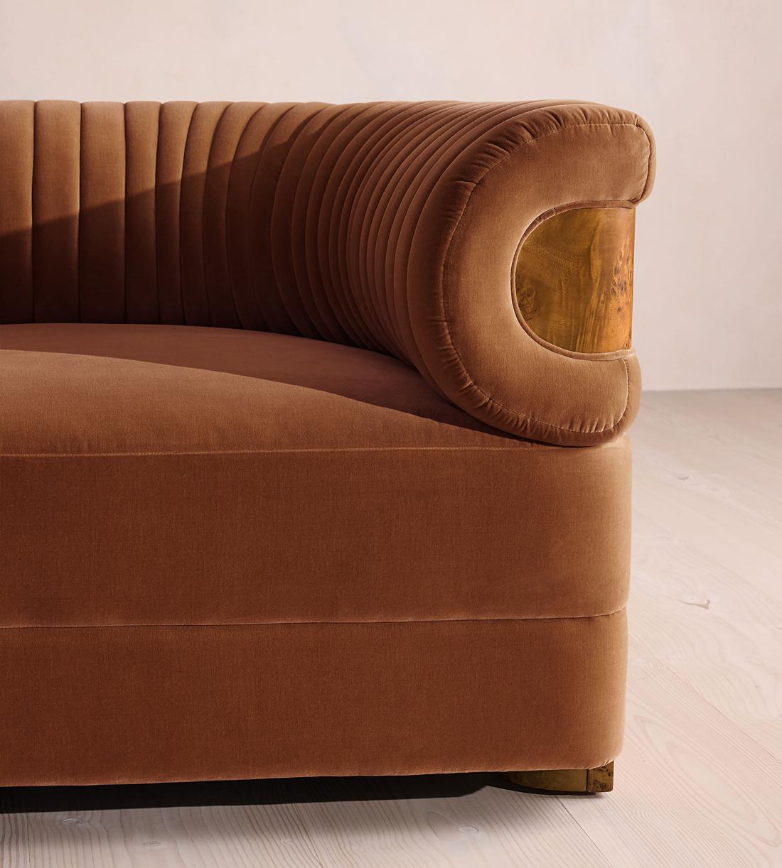 Caleb Sectional Sofa - Corner Sofa - Velvet - Cinnamon - Dark Burl - US - Images - Image 6