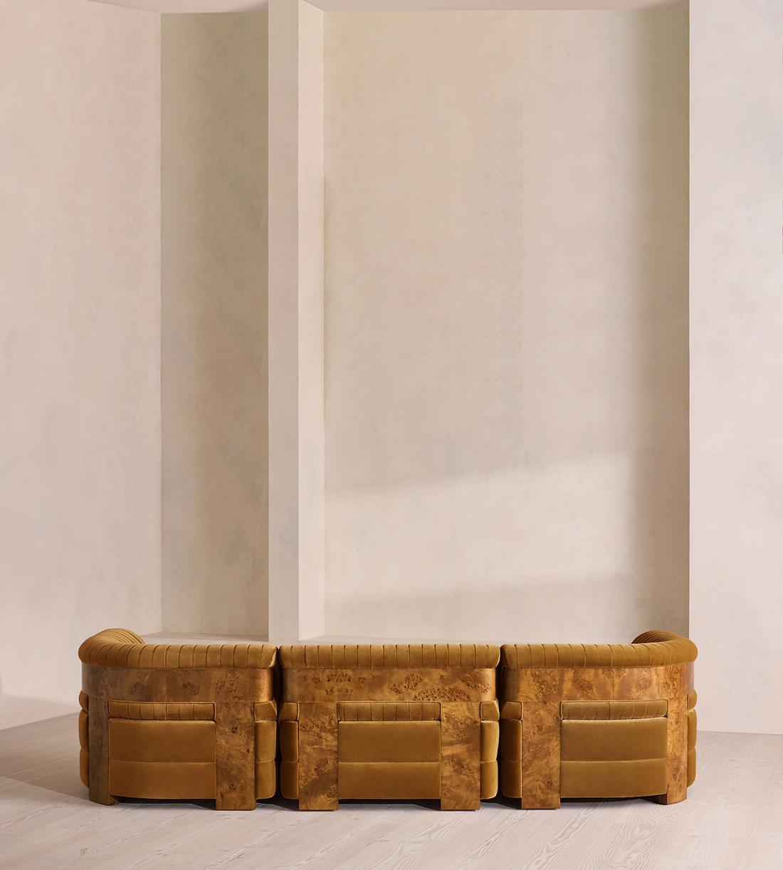 Caleb Sectional Sofa - Four Seater - Velvet - Mustard - Dark Burl - US - Images - Image 4