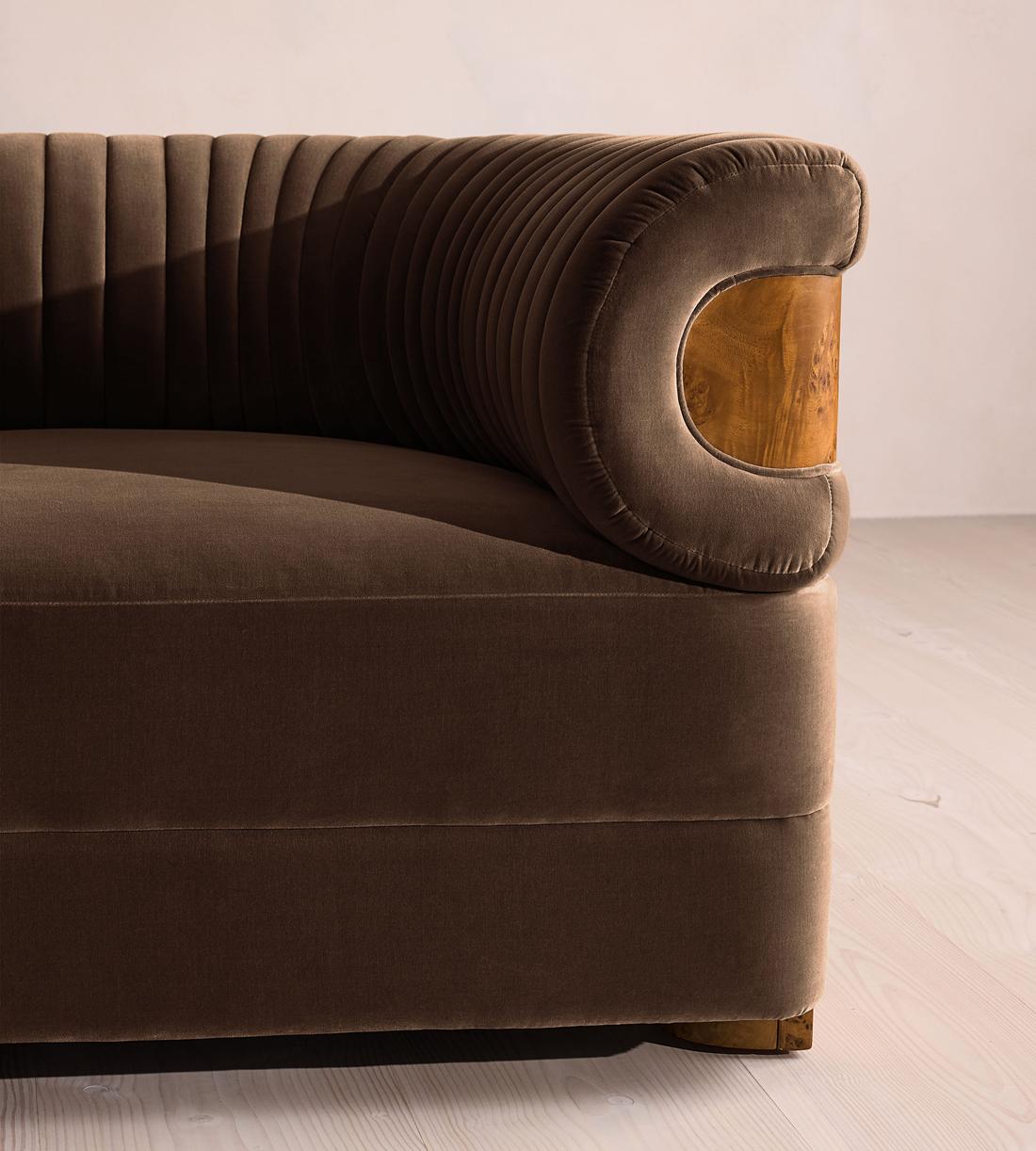 Caleb Modular Four Seater Sofa - Velvet - Chocolate - Dark Burl - UK - Images - Image 6