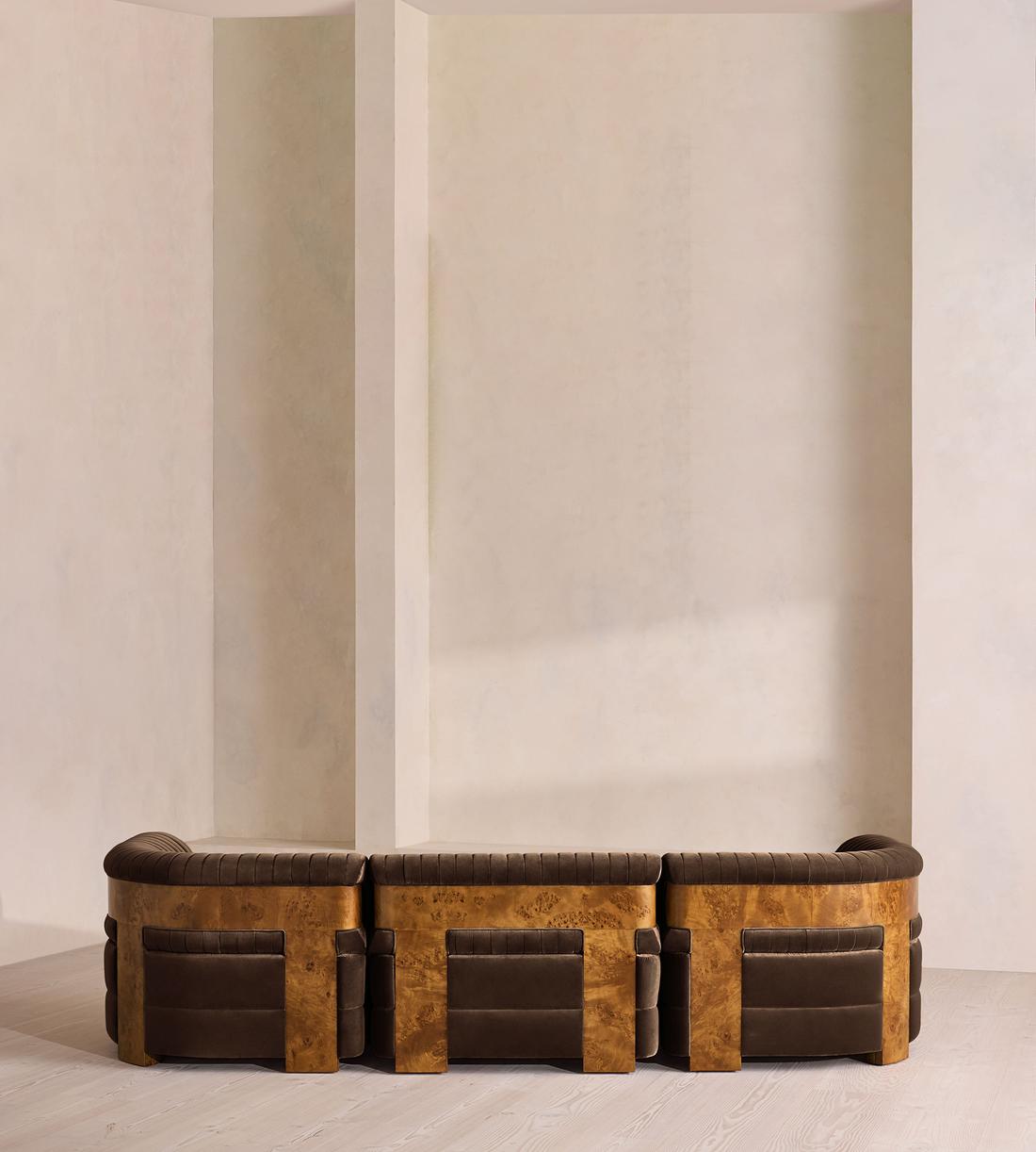 Caleb Sectional Sofa - Four Seater - Velvet - Chocolate - Dark Burl - US - Images - Image 4