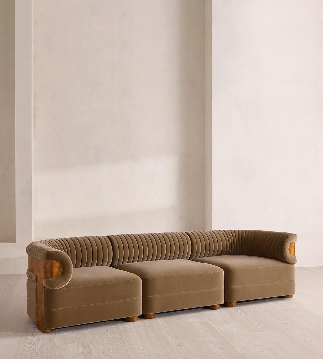 Caleb Sectional Sofa - Four Seater - Velvet - Truffle - Dark Burl - US - Listing - Image 2