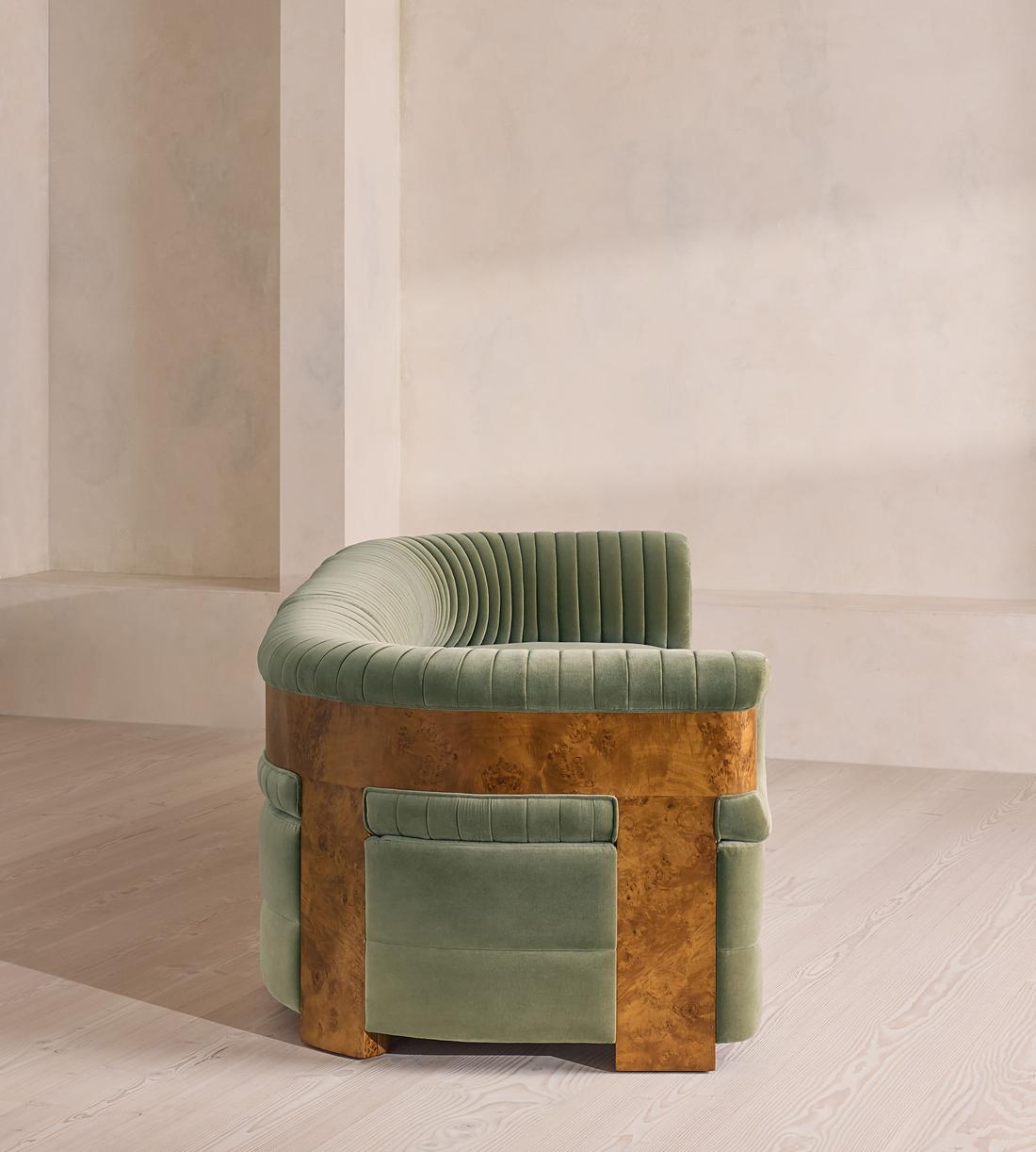Caleb Modular Sofa - Four Seater - Velvet - Seafoam - Dark Burl - UK - Images - Image 3