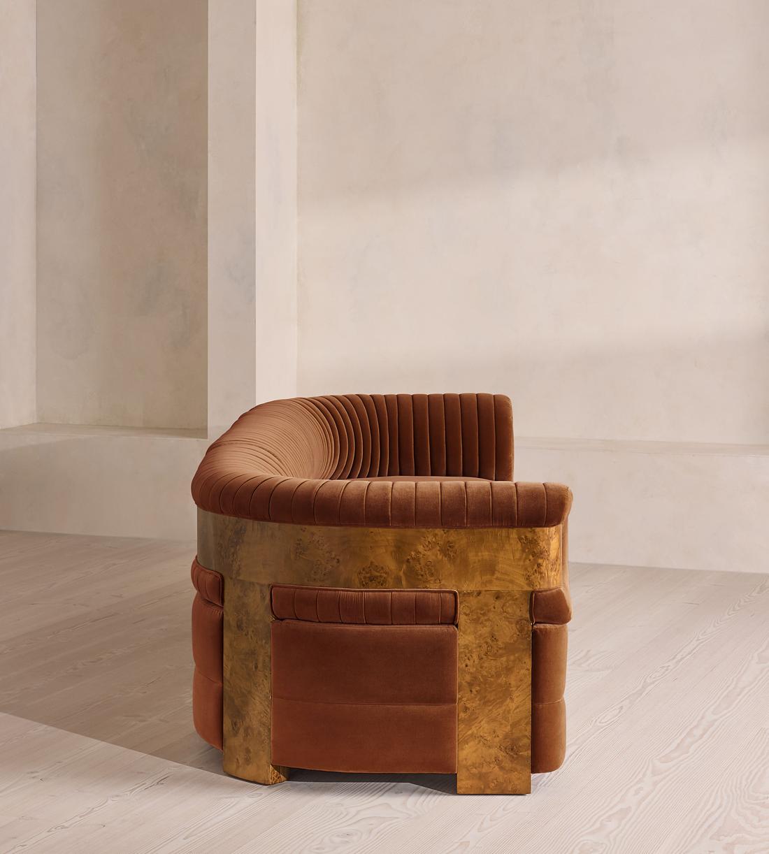 Caleb Modular Sofa - Four Seater - Velvet - Cinnamon - Dark Burl - UK - Images - Image 3