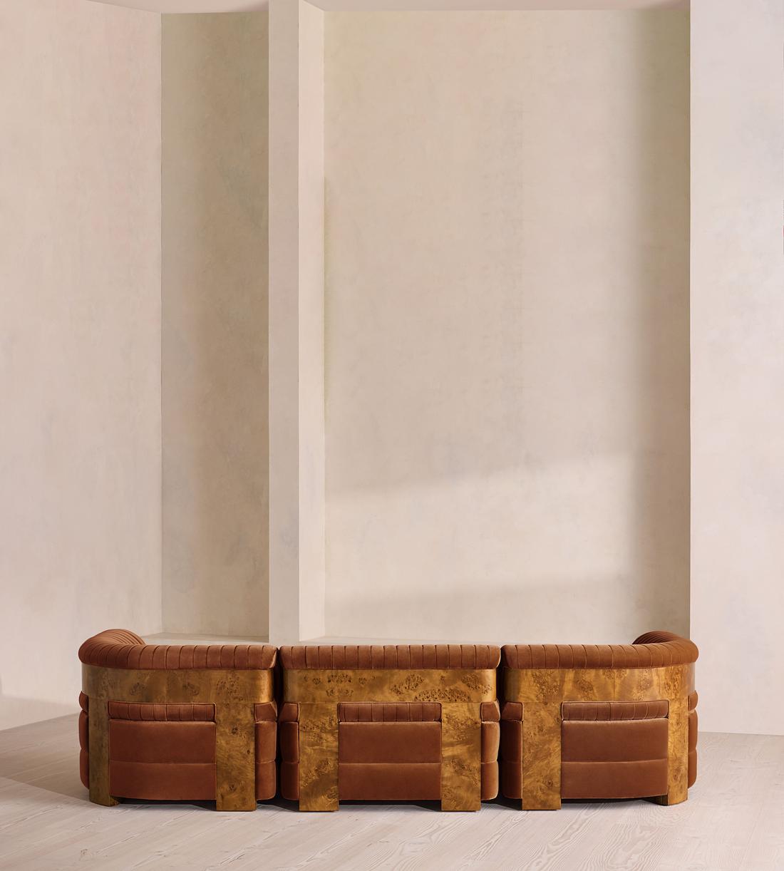 Caleb Sectional Sofa - Four Seater - Velvet - Cinnamon - Dark Burl - US - Images - Image 4