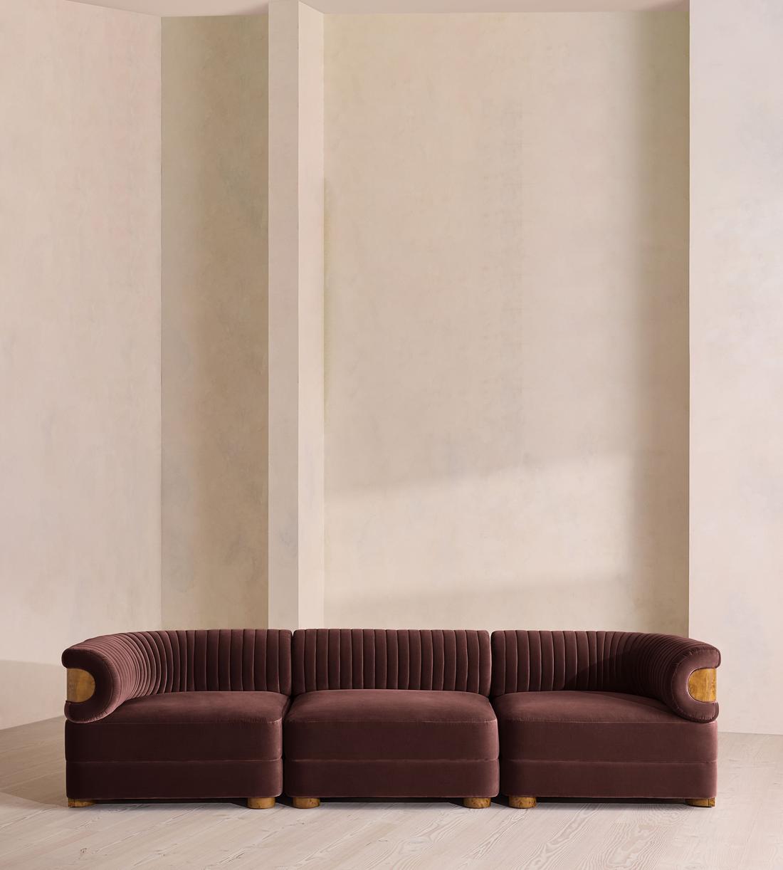 Caleb Modular Sofa - Four Seater - Velvet - Aubergine - Dark Burl - UK - Listing - Image 1