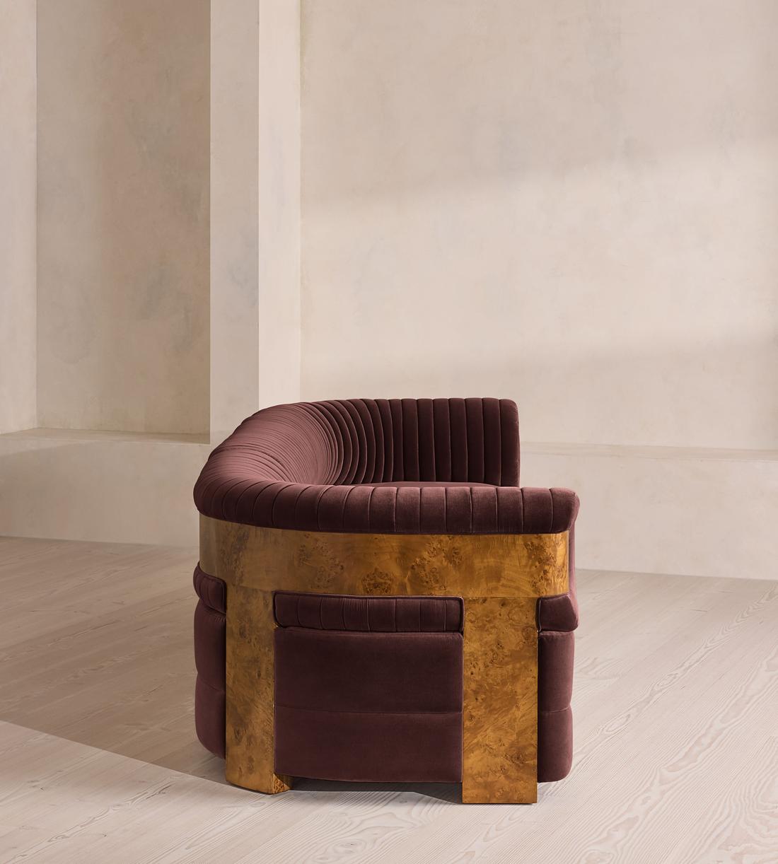 Caleb Sectional Sofa - Four Seater - Velvet - Aubergine - Dark Burl - US - Images - Image 3