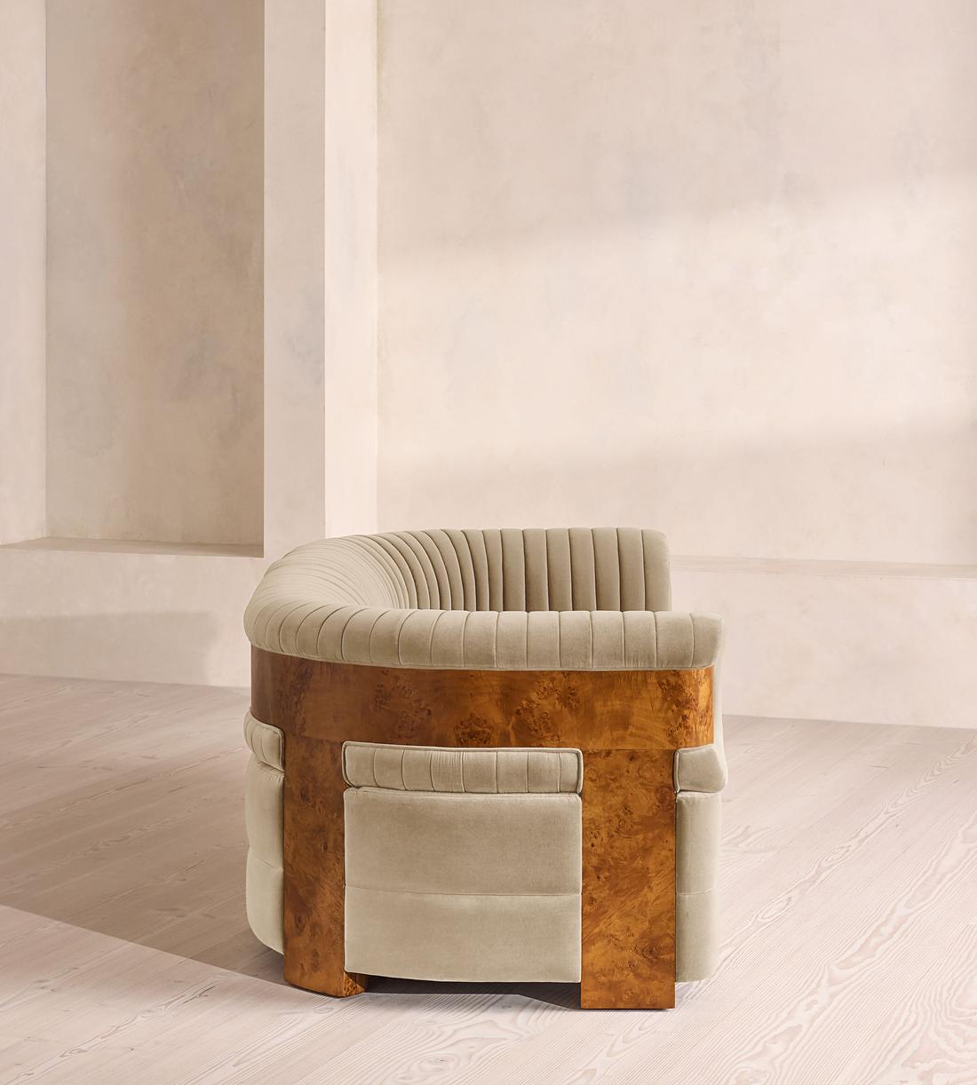 Caleb Modular Sofa - Three Seater - Velvet - Oyster - Dark Burl - UK - Images - Image 3