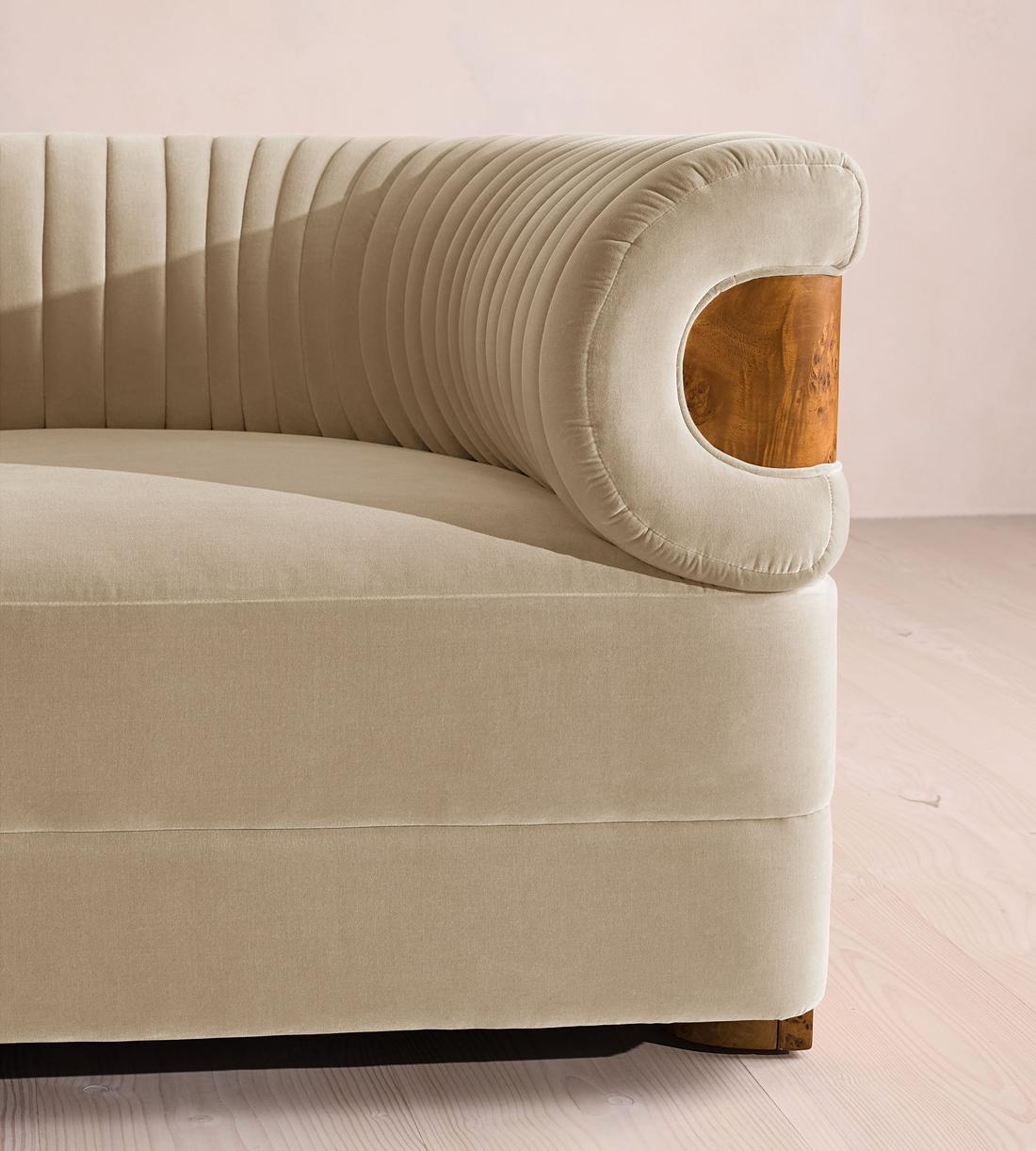 Caleb Sectional Sofa - Three Seater - Velvet - Oyster - Dark Burl - US - Images - Image 6