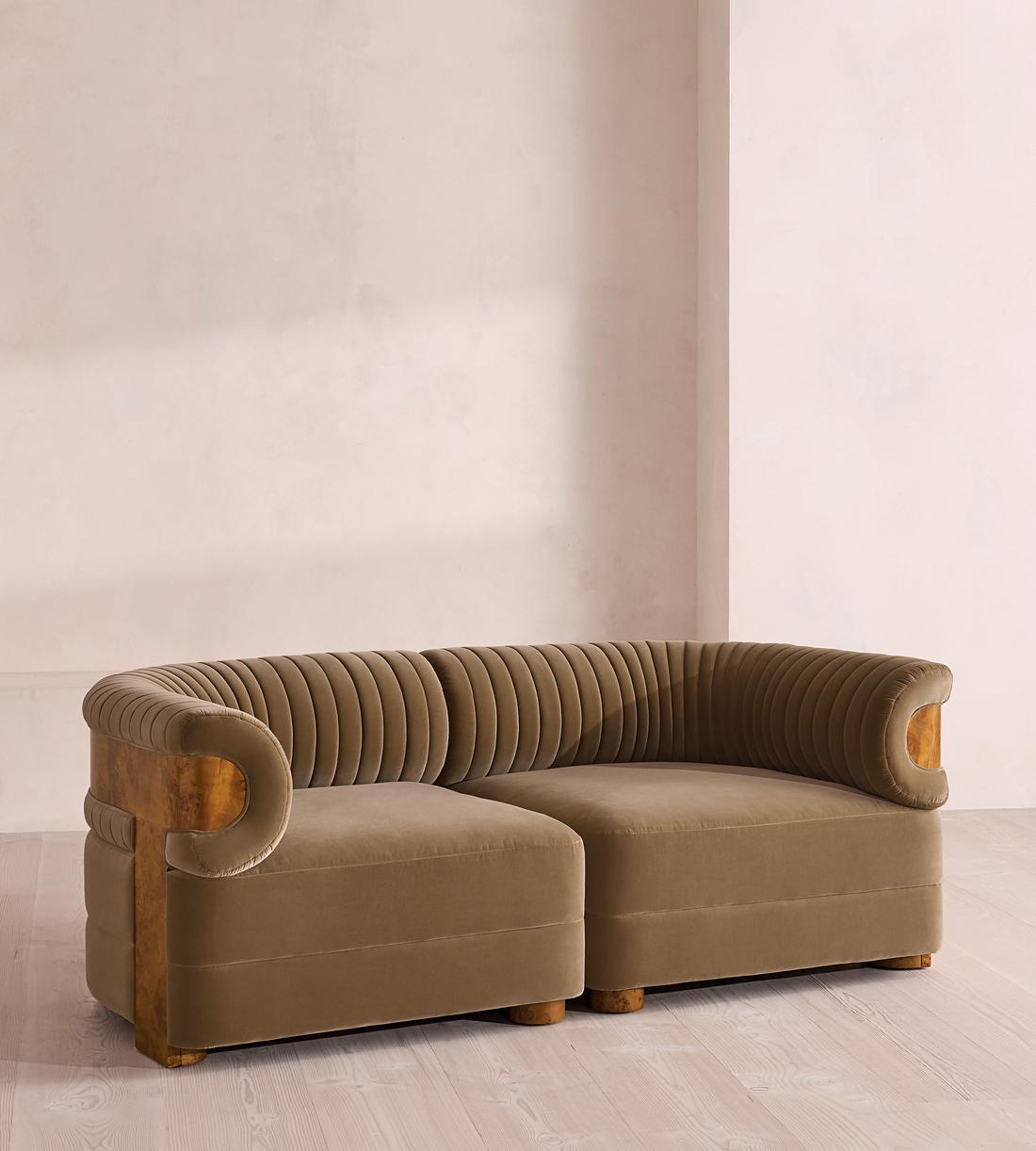 Caleb Sectional Sofa - Three Seater - Velvet - Truffle - Dark Burl - US - Listing - Image 2