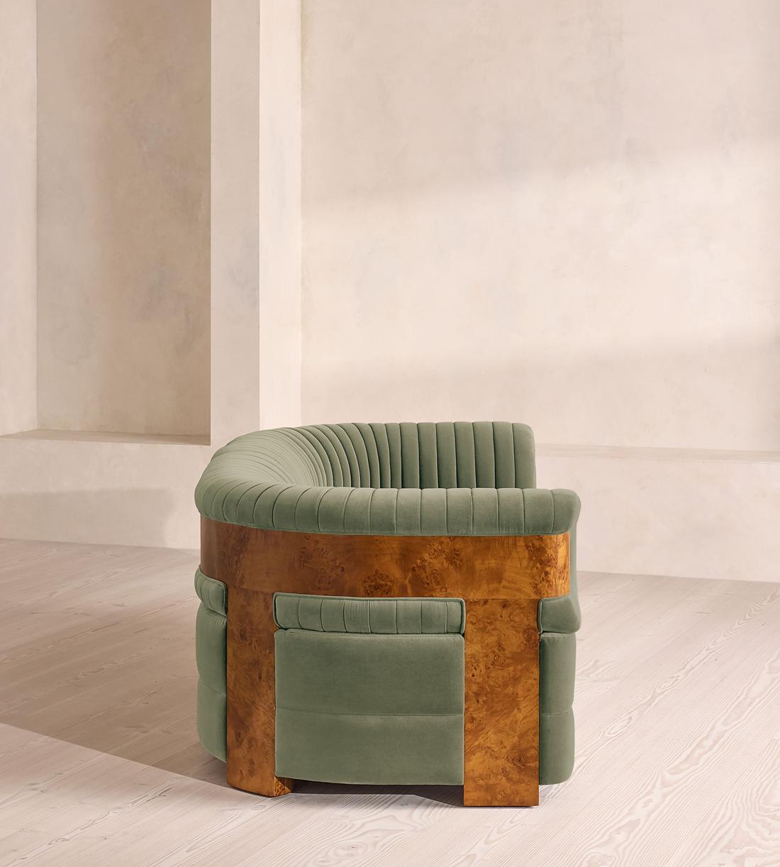 Caleb Modular Sofa - Three Seater - Velvet - Seafoam - Dark Burl - UK - Images - Image 3